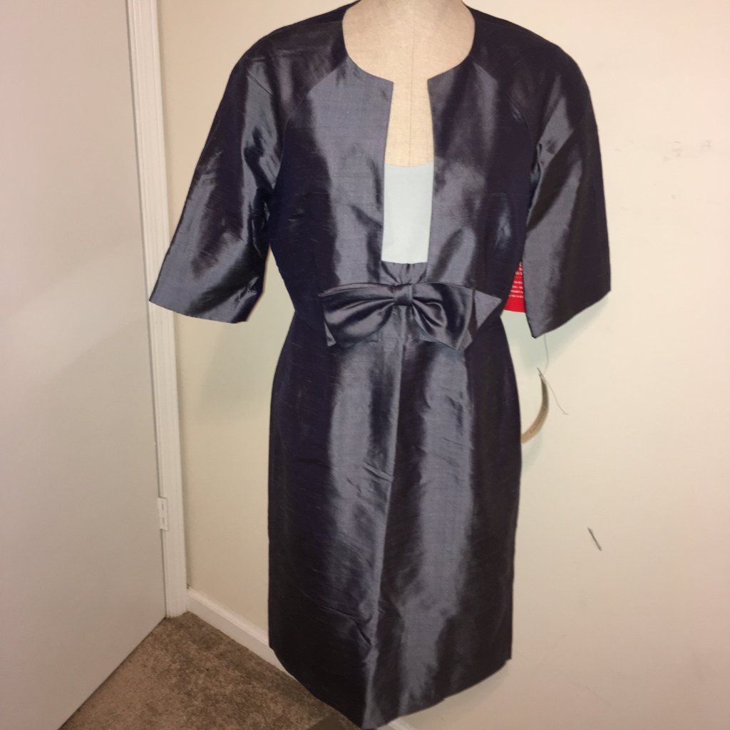 Maggy London Blue Dress With Bow & Jacket Nwt 6